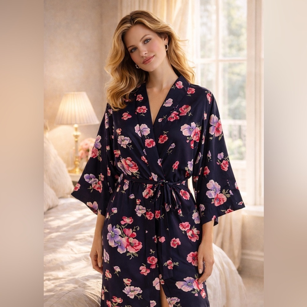 Val Mode Lingerie Vintage 90's Floral Kimono Robe